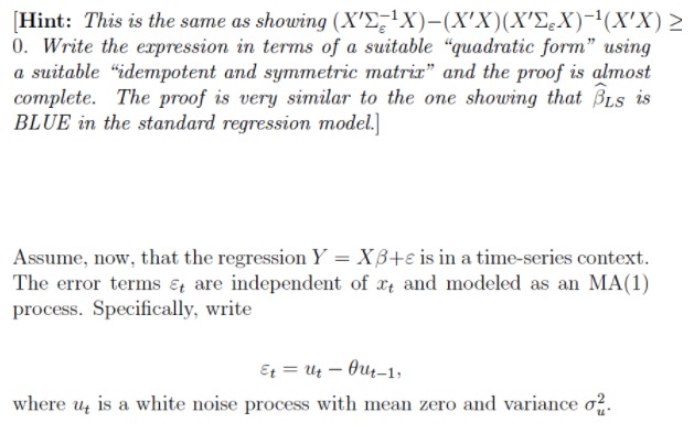 the linear regression model Y = XB+ with pre-determined (i.e., non-stochastic) regressors