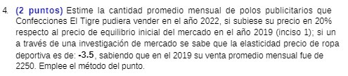 4 (2 puntos) Estime la cantidad promedio mensual de polos publicitarios que