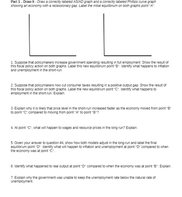  Part 1- Draw It - Draw a correctly labeled AS/AD graph