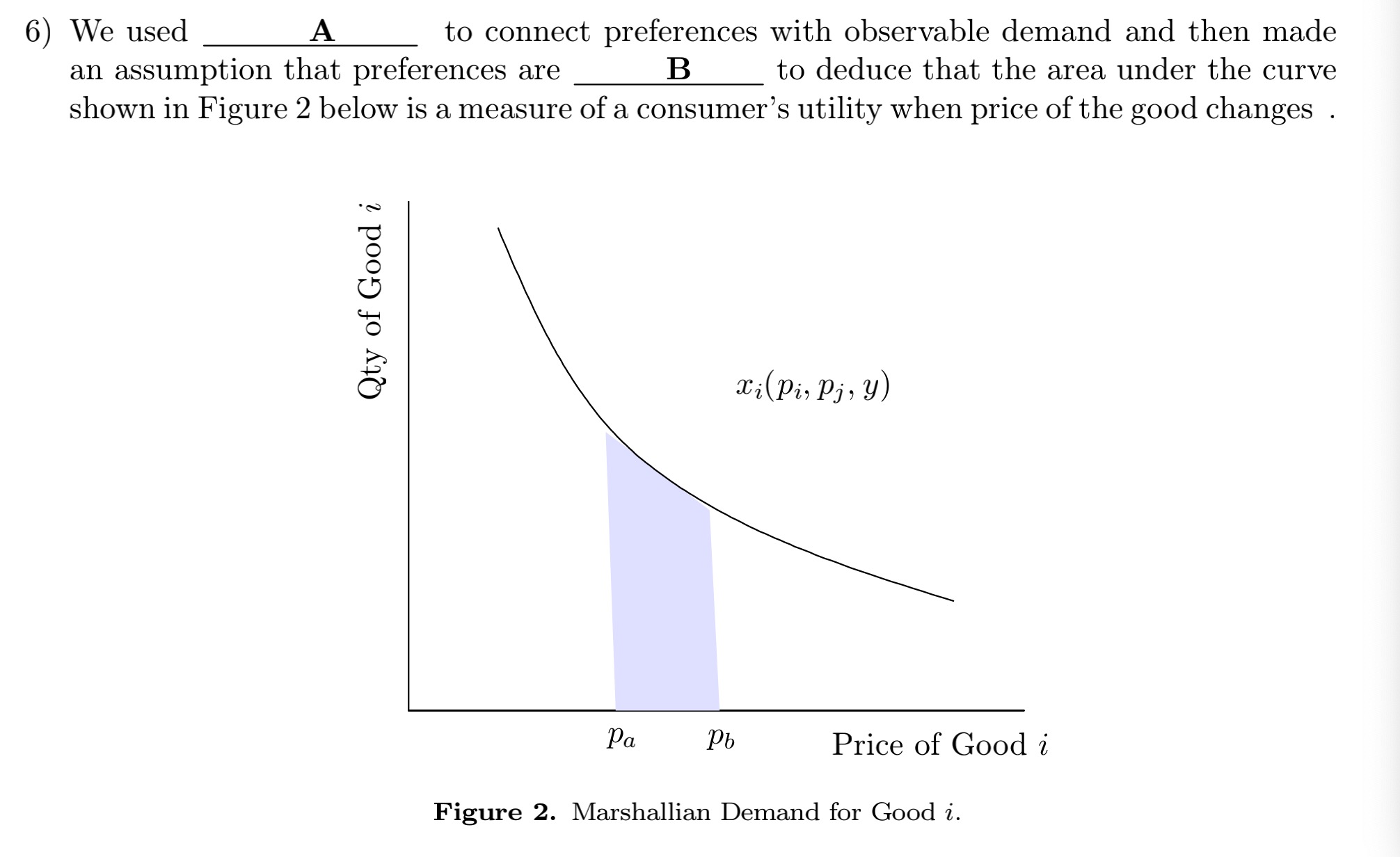  6) We used A to connect preferences with observable demand and