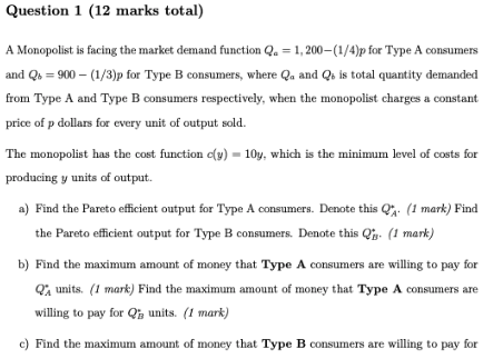 Please help with this homework question Question 1 (12 marks total) A