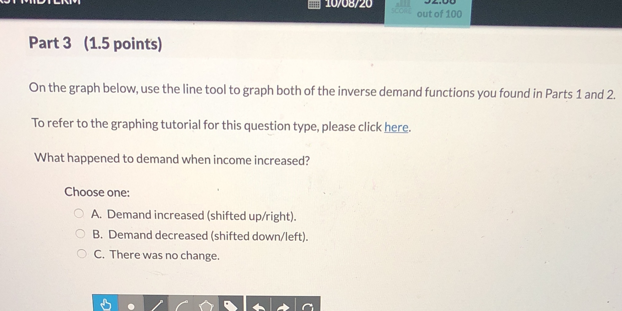  Part 3 (1.5 points) On the graph below, use the line