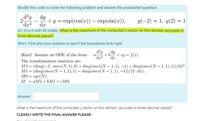 (5v/t) + cos(y). y(0) = 0 Plot y versus t from 1=0
