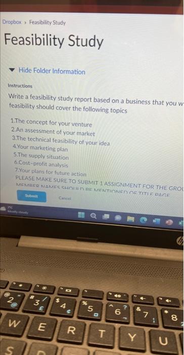write feasibility study report based on a business Dropbox > Feasibility Study
