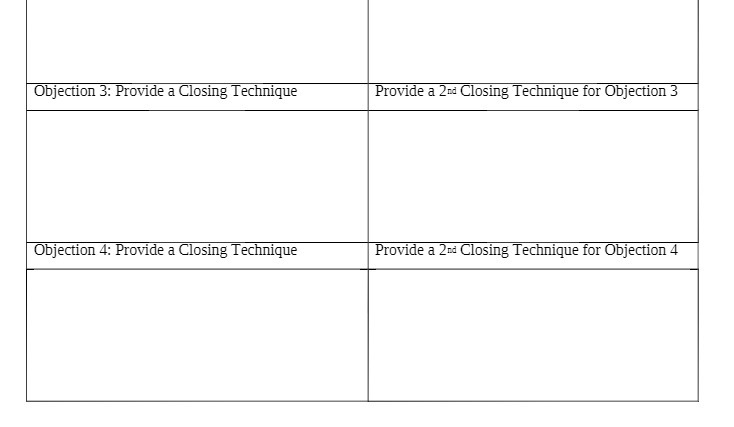  Objection 3: Provide a Closing Technique Provide a 2nd Closing Technique