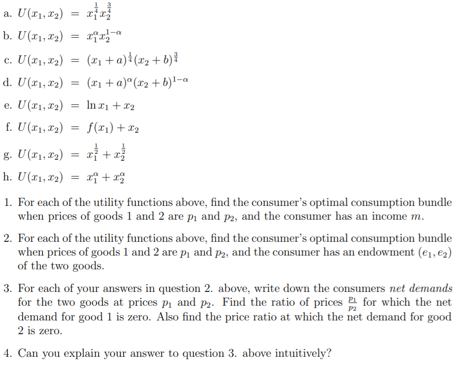 3 a. U(x1, *2) = 2152 b. U(x1, X2) = xax,-2