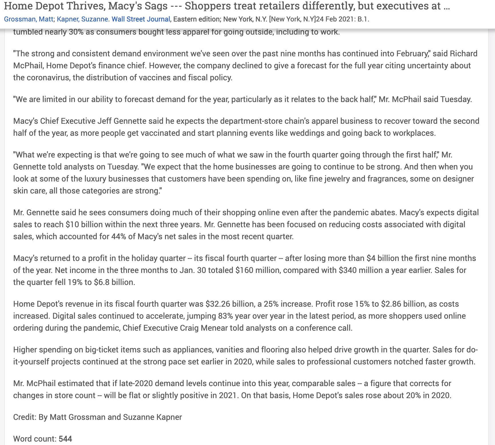 All Sections Does this suggest a permanent shifting of demand? The process