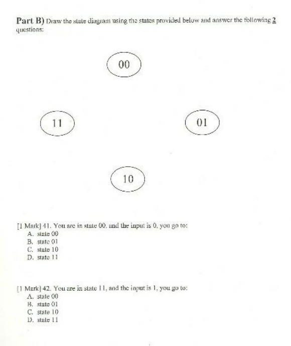 Part B) Draw the state diagram using the states provided below