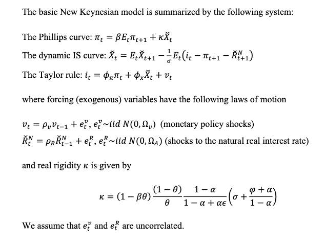 Question The basic New Keynesian model is summarized by the following system: