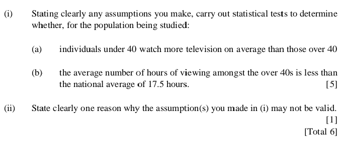 Show your work (i) Stating clearly any assumptions you make, carry out