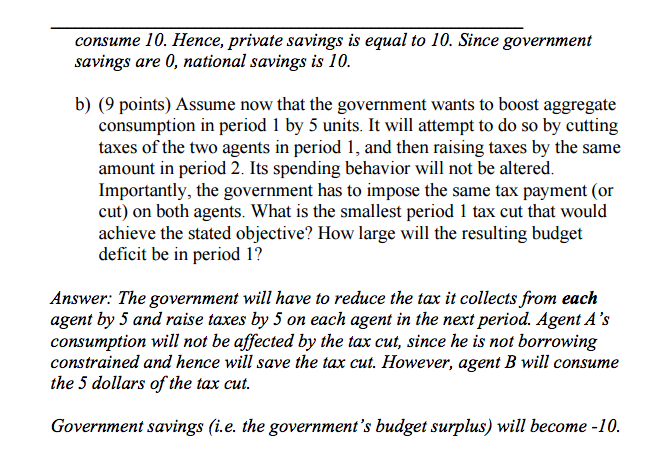 there are two agents in an economy. Agent A has an (after