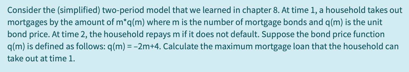 Please, help me with this question. Consider the (simplified) twoperiod model that