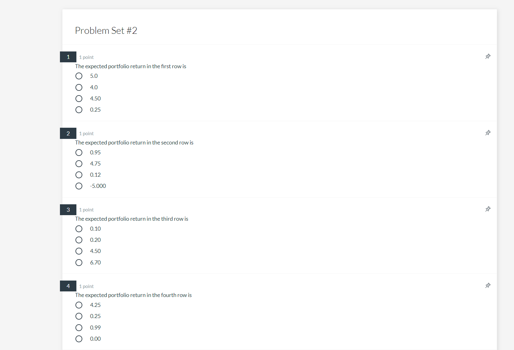 return on asset 1 is 5% and the expected return on asset