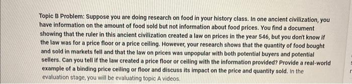 20 Topic B Problem: Suppose you are doing research on food in