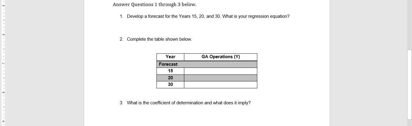 a trend analysis Coursework 3 Using the data provided below, develop a