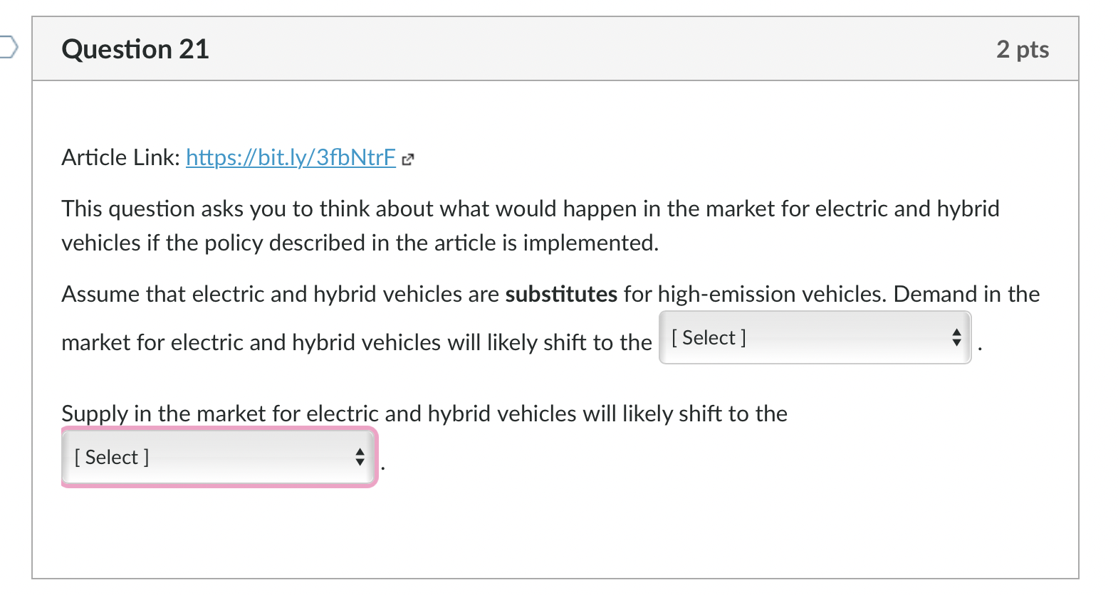 that the externality is not internalised. Price of high emissions vehicles Pu