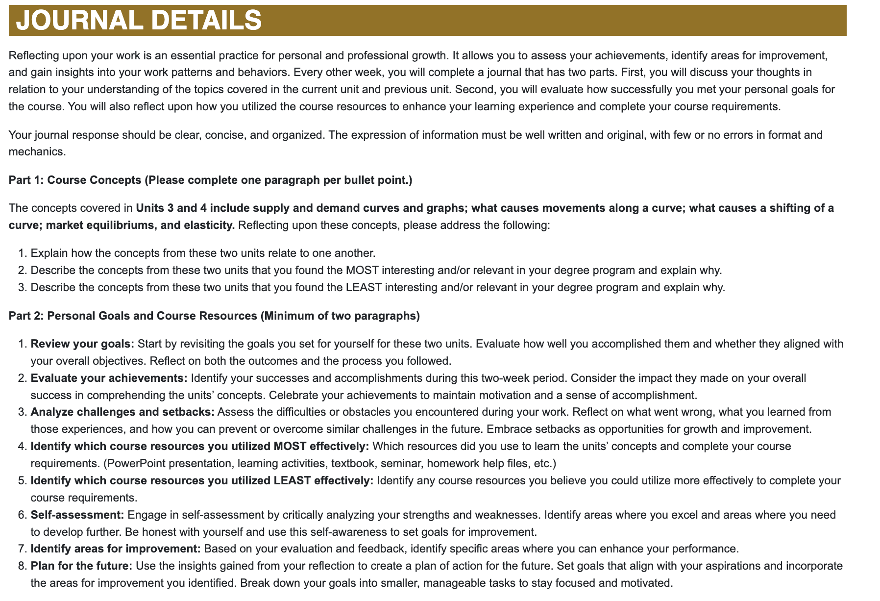  JOURNAL DETAILS Reflecting upon your work is an essential practice for