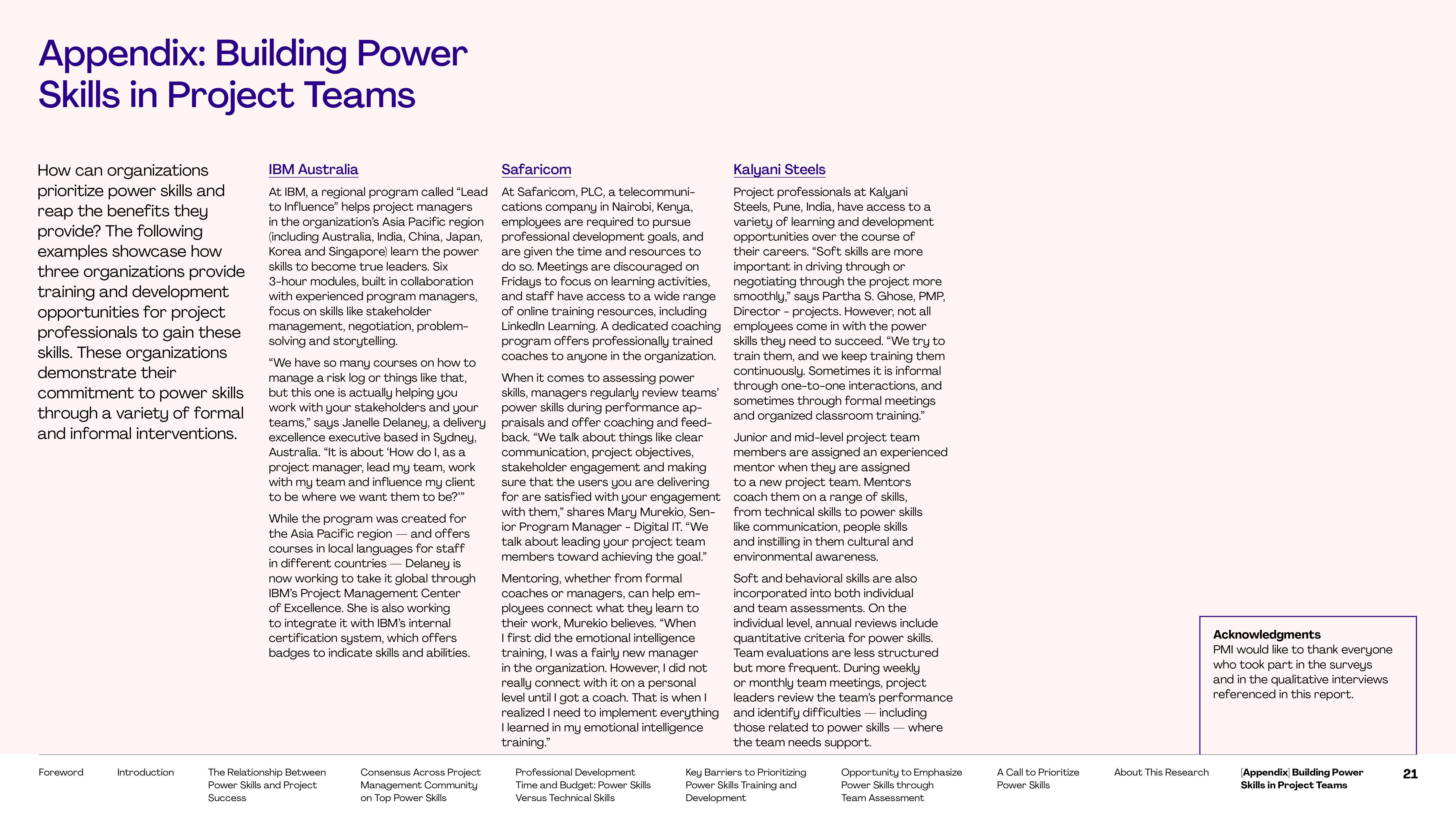 21 Foreword Introduction The Relationship Between Consensus Across Project Professional Development Key