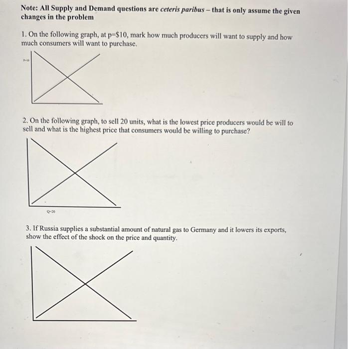 Note: All Supply and Demand questions are ceteris paribus - that