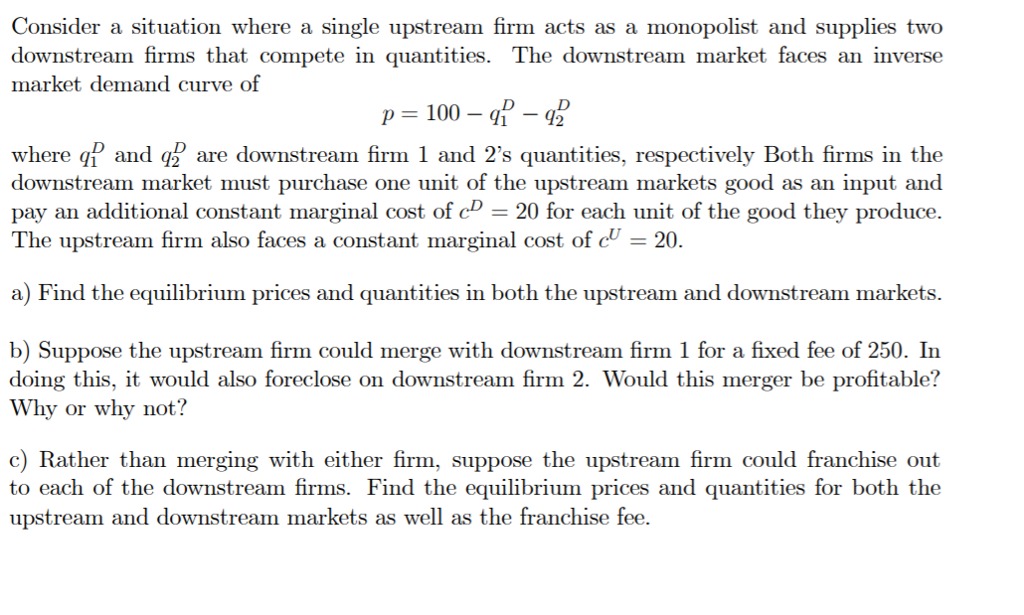 firms each of which makes an identical product. The inverse demand for
