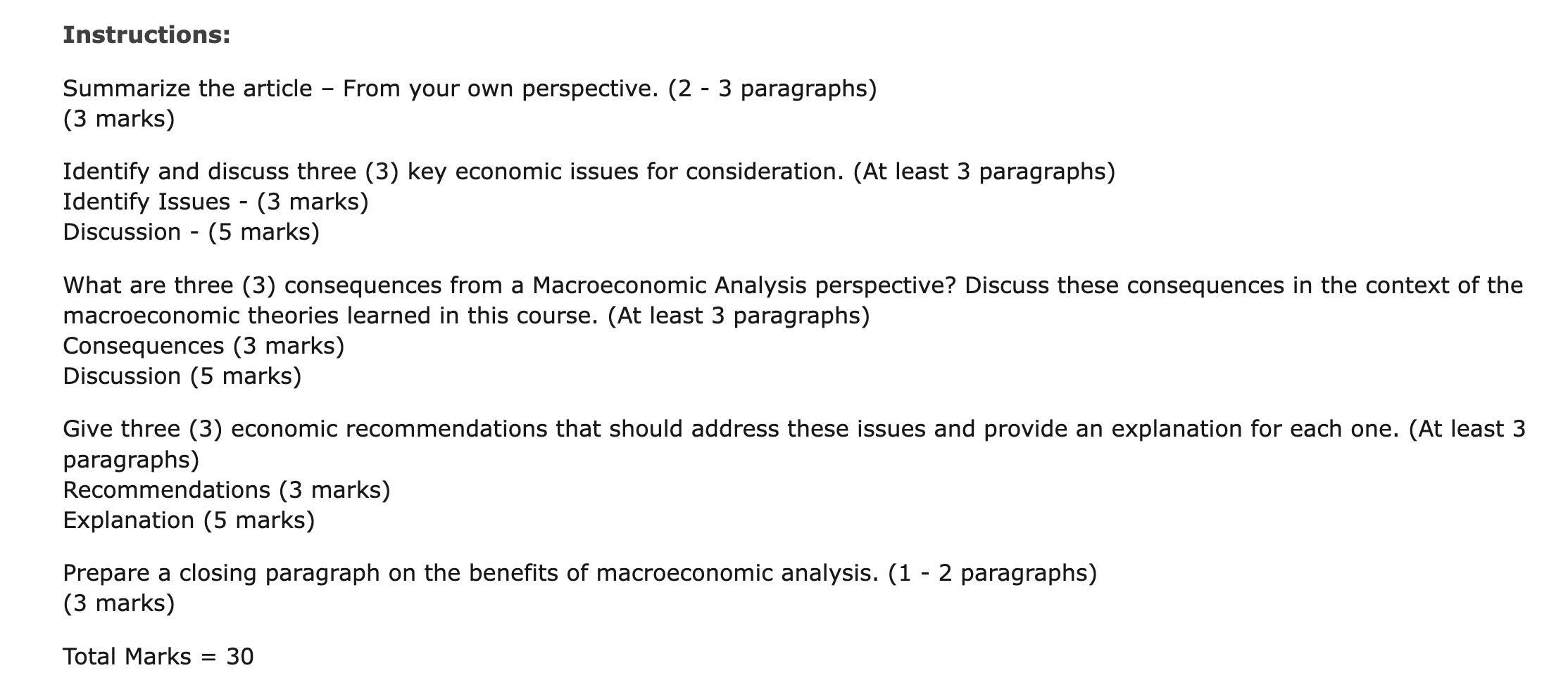 Instructions: Summarize the article From your own perspective. (2 - 3