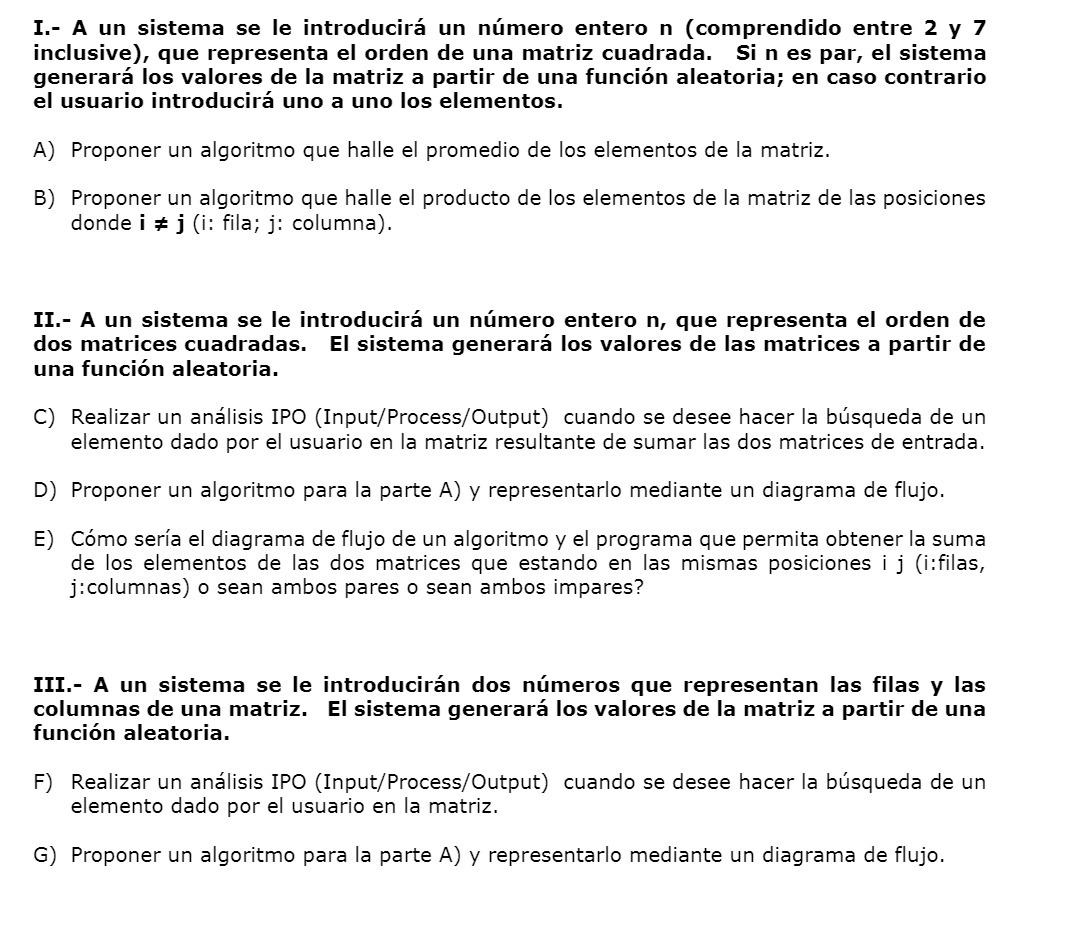 I.- A un sistema se le introducir un nmero entero n (comprendido