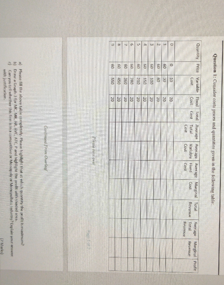 please give me the answer quickly i am waiting Question 1: Consider