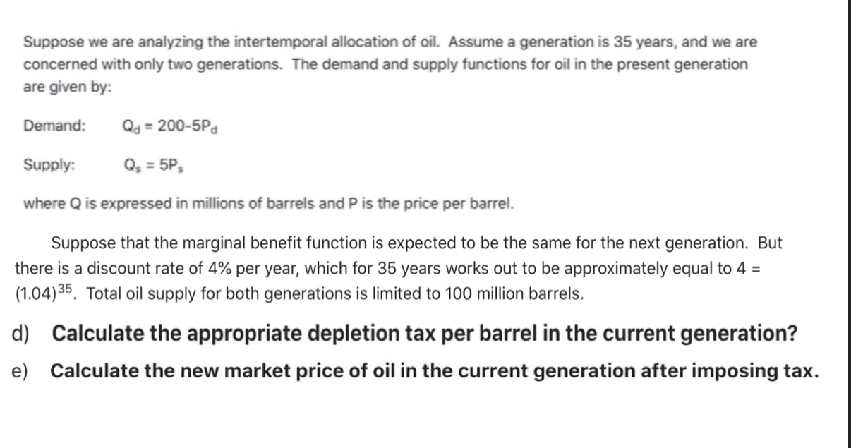 Please help me solve part d and part e with an explanation