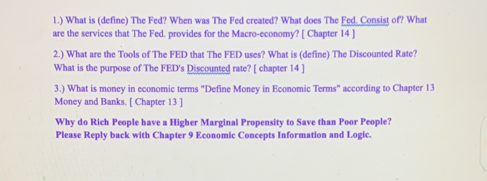  1.) What is (define) The Fed? When was The Fed created?