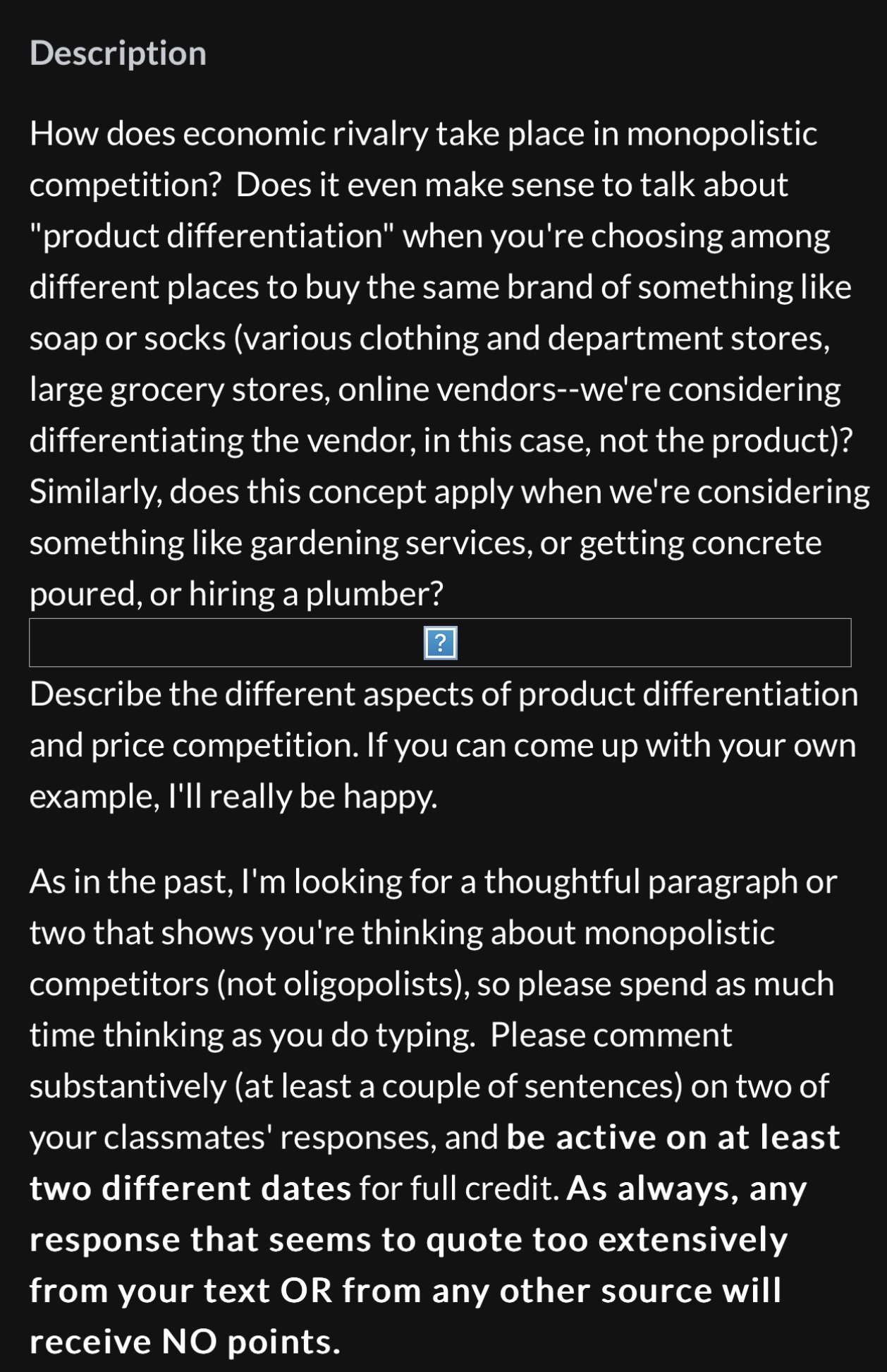  Description How does economic rivalry take place in monopolistic competition? Does