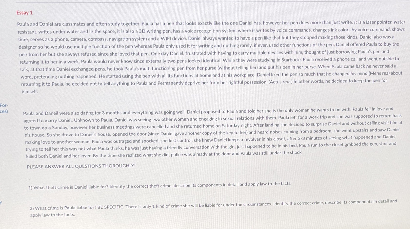  Essay 1 Paula and Daniel are classmates and often study together.