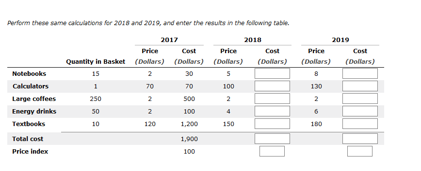 6 . Calculating inflation using a simple price indexConsider a fictional price
