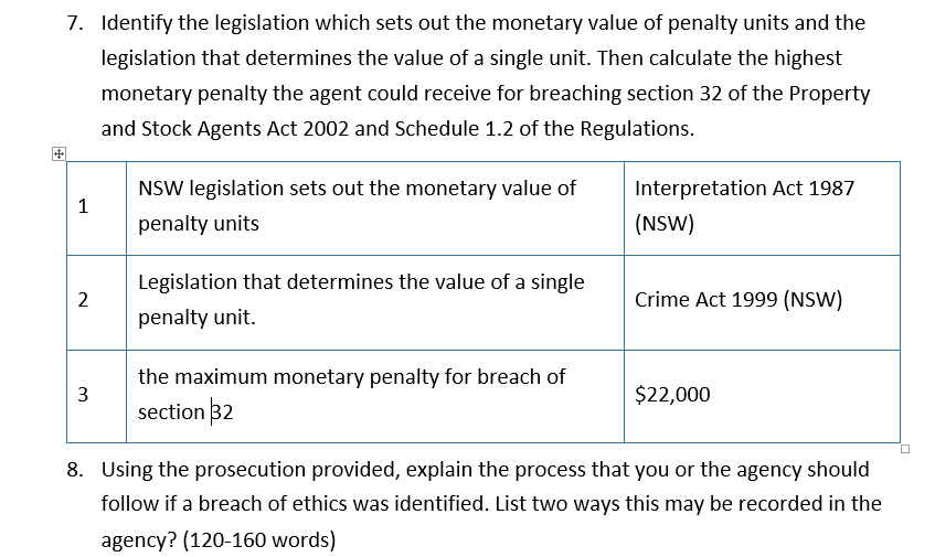 Please answer question 8 by using website (https://www.caselaw.nsw.gov.au/decision/549f62ef3004262463a270ec) and prosecution provided in