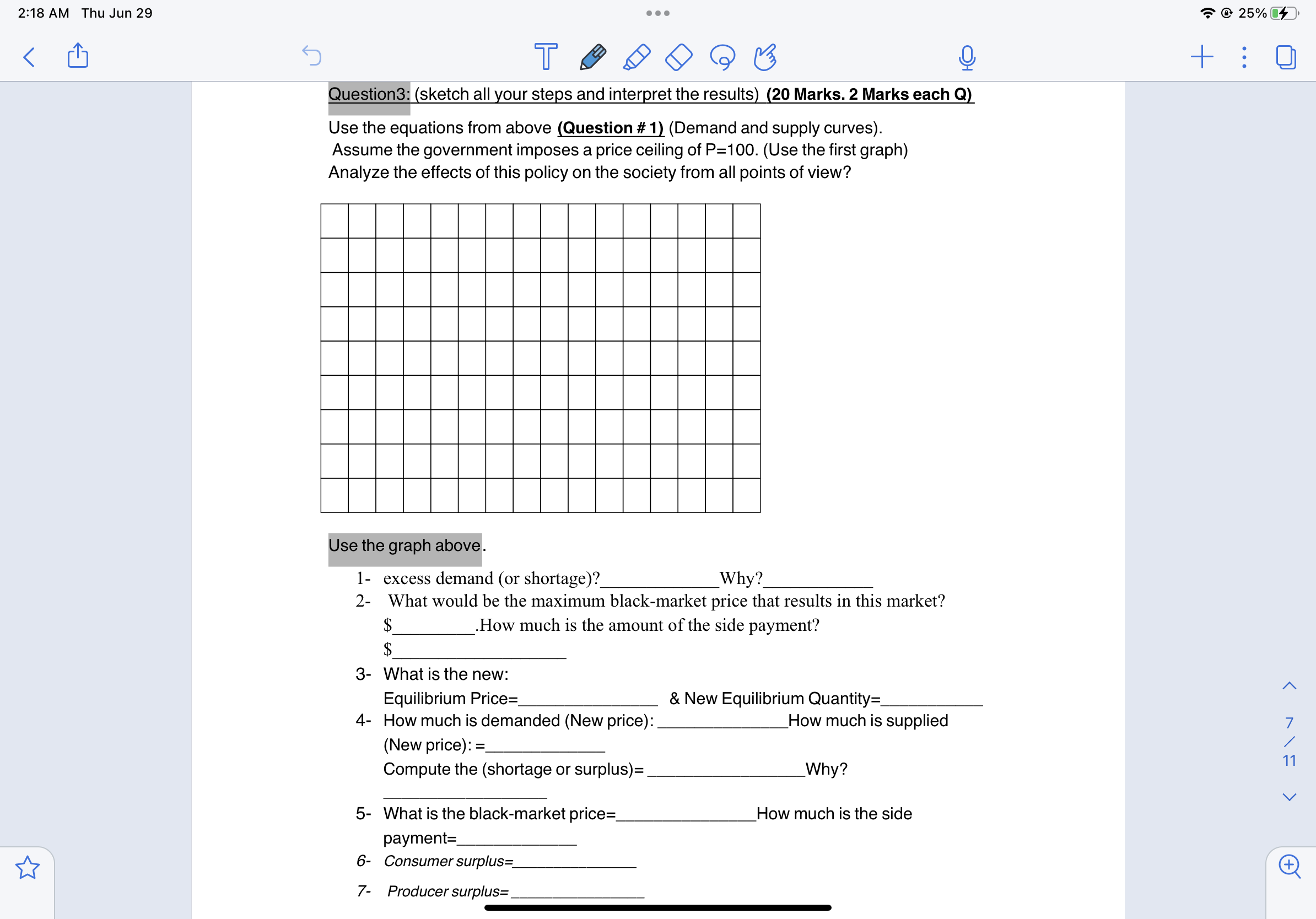given the following information about the market for Computers. Market Equation #