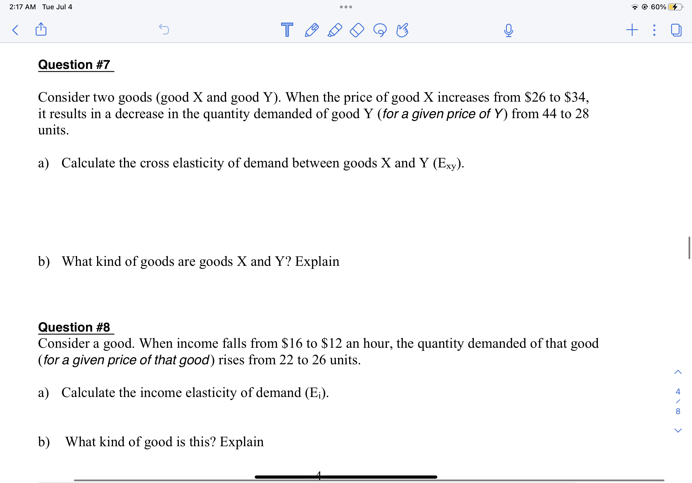 quantity and price. (Sketch the steps) 4- P equilibrium 5- Quantity Equilibrium