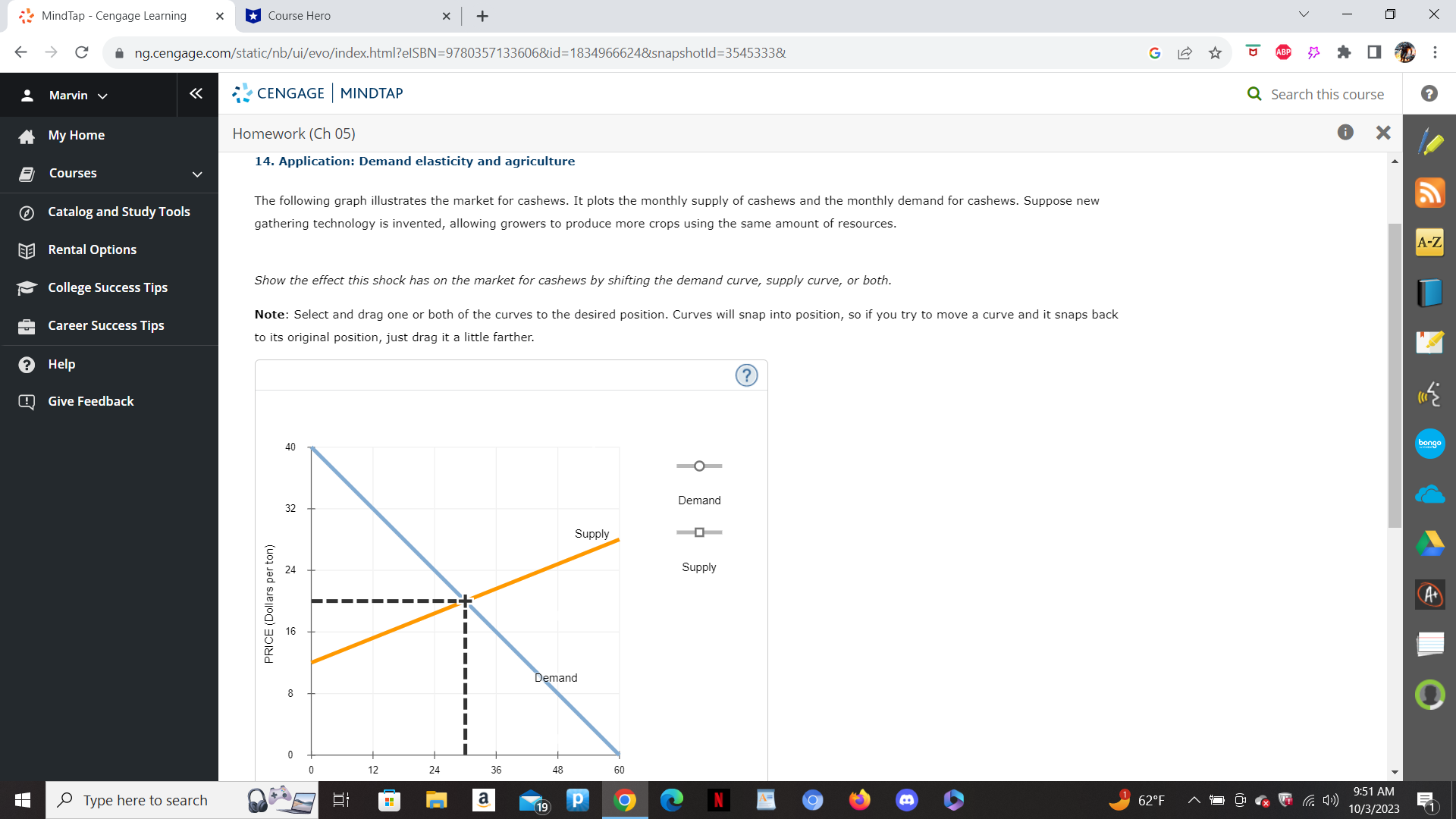  MindTap - Cengage Learning X Course Hero X + V X