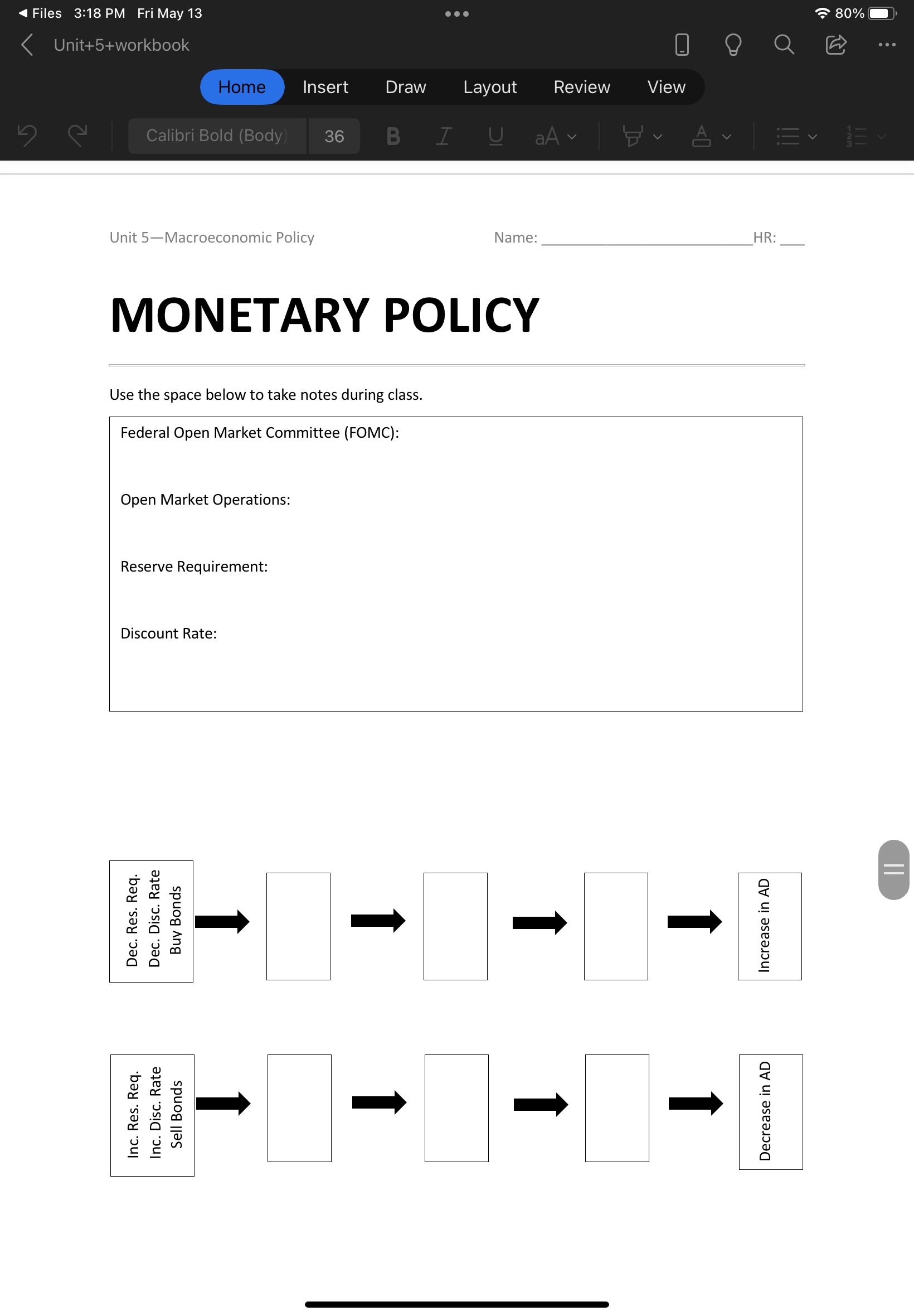 Policy: Contractionary Monetary Policy: Fiscal Policy: Expansionary Fiscal Policy: Contractionary Fiscal Policy: