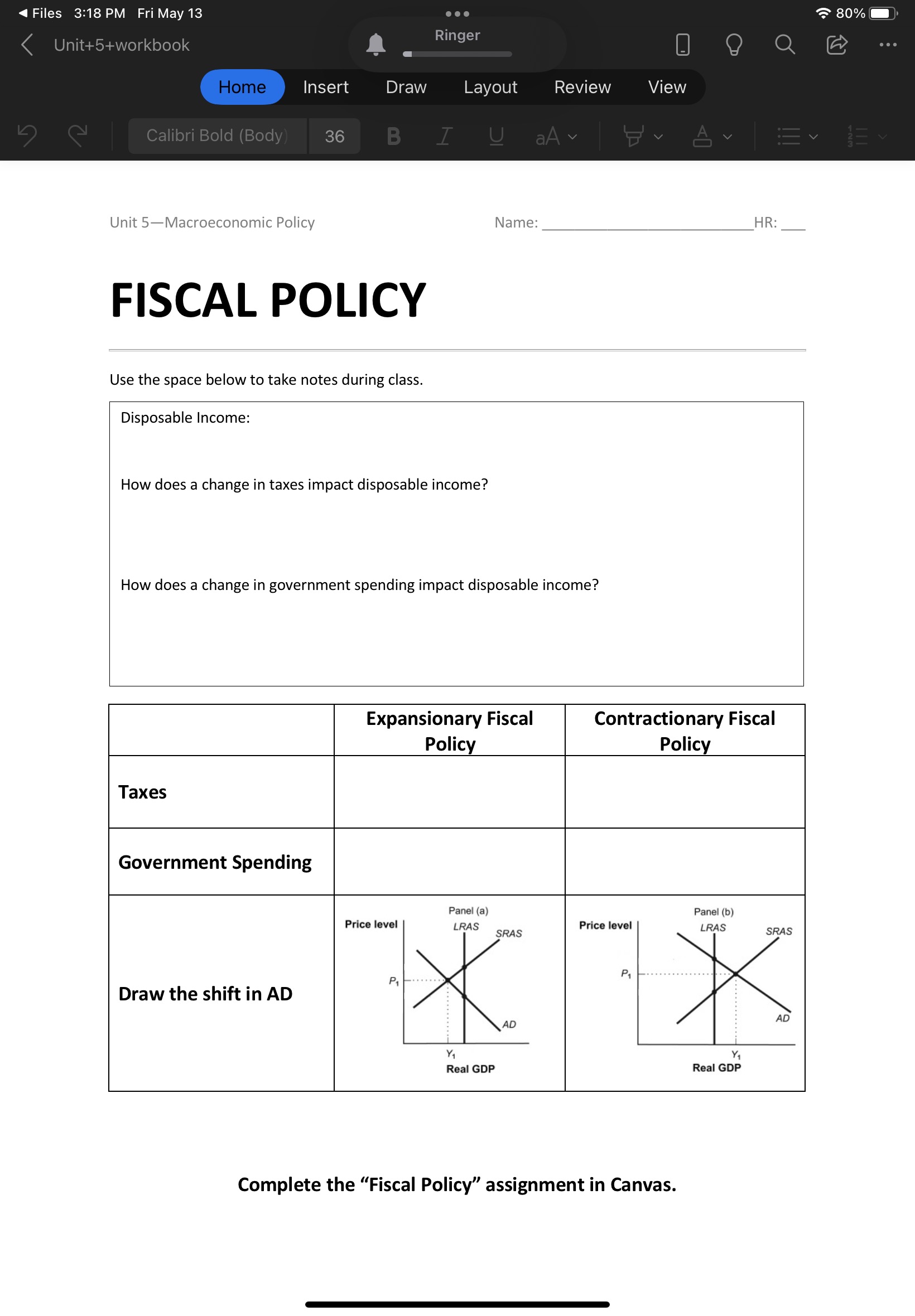 Draw Layout Review View Unit SMacroeconomic Policy Name: HR: "THE FED\" AND