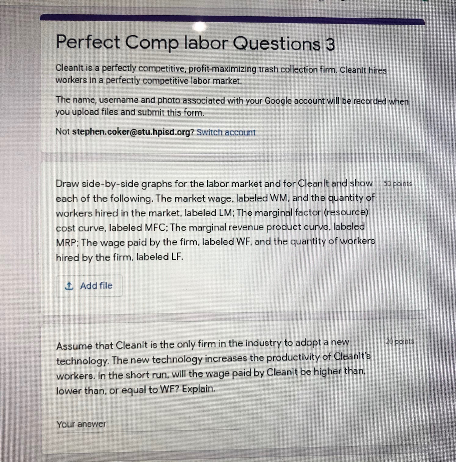 Can you please answer the attached perfect comp labor questions with a