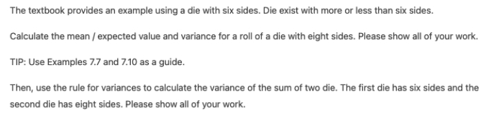 5Please give only typed answer The textbook provides an example using a