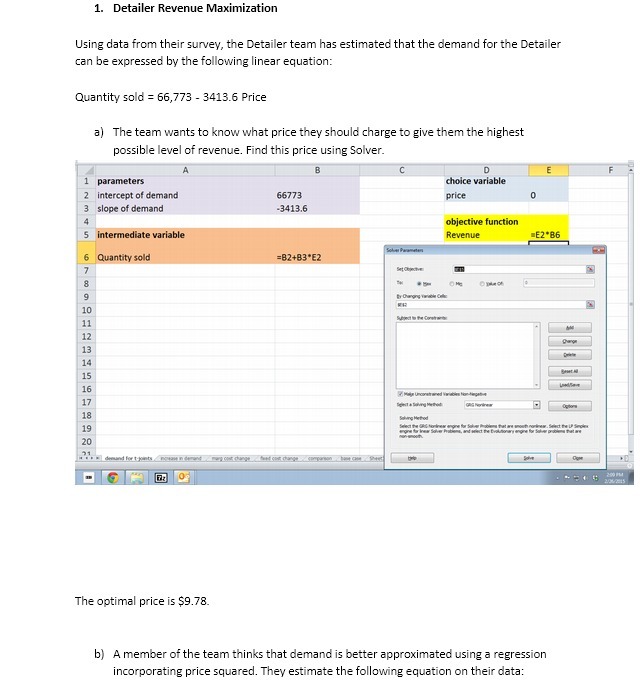  1. Detailer Revenue Maximization Using data from their survey, the Detailer