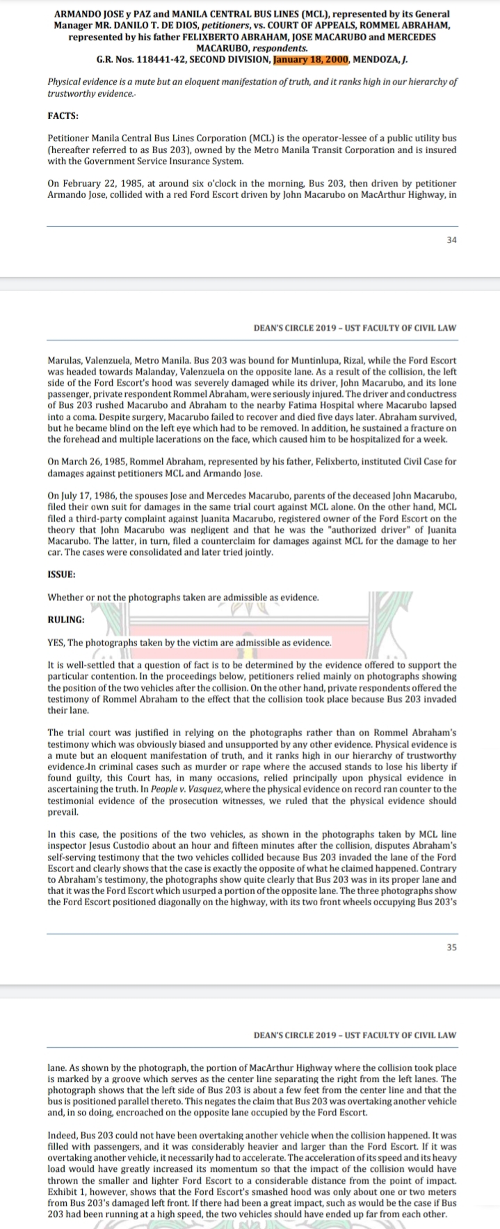 of the two case digests/summaries in the image. focusing on the photographic