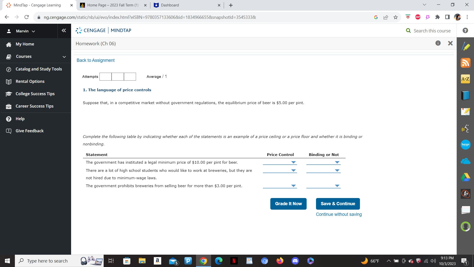  MindTap - Cengage Learning X Home Page - 2023 Fall Term
