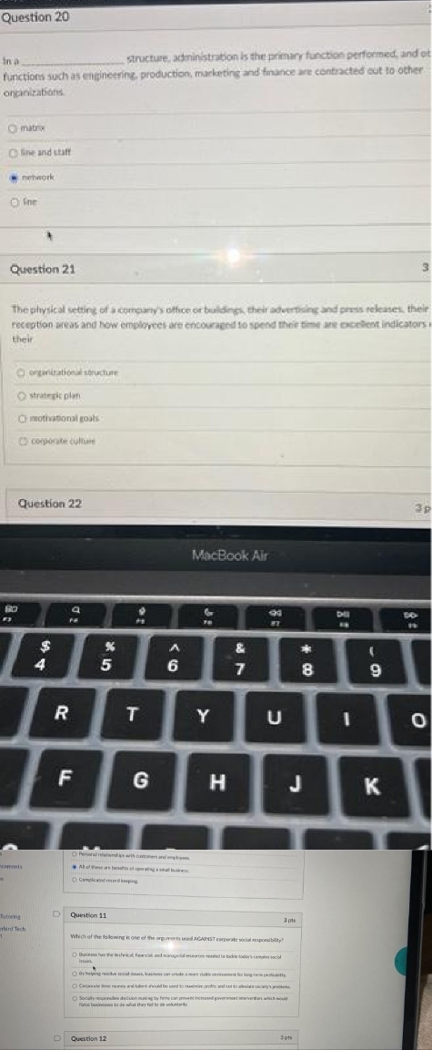 please answer Question 20 in a structure, administration is the primary function