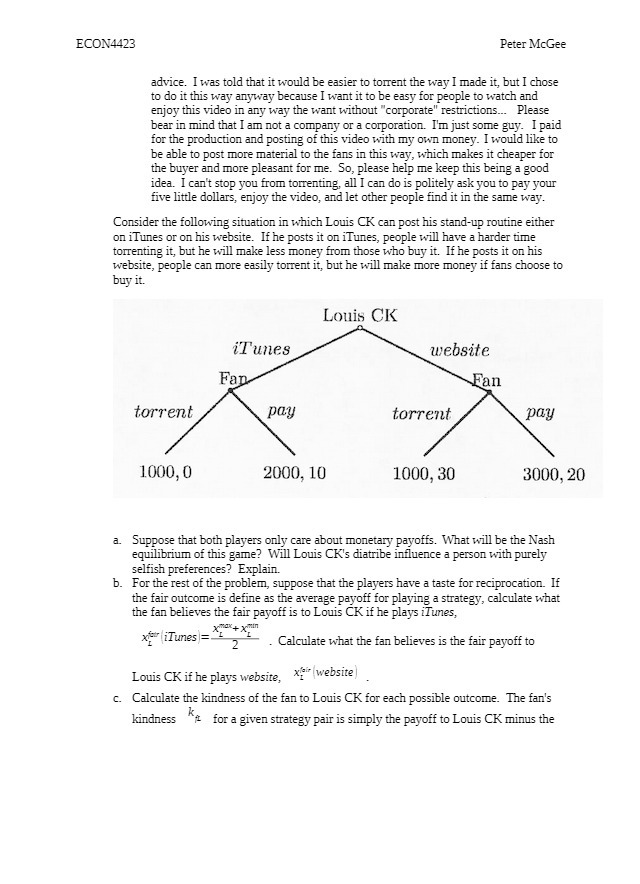  ECON4423 Peter McGee advice. I was told that it would be