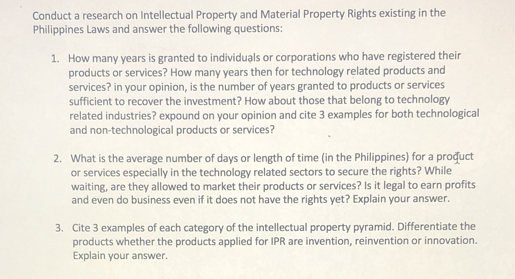 Please help me answer these question with examples. Please refer to the