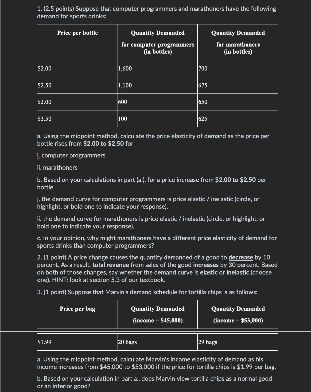  1. (2.5 points) Suppose that computer programmers and marathoners have the