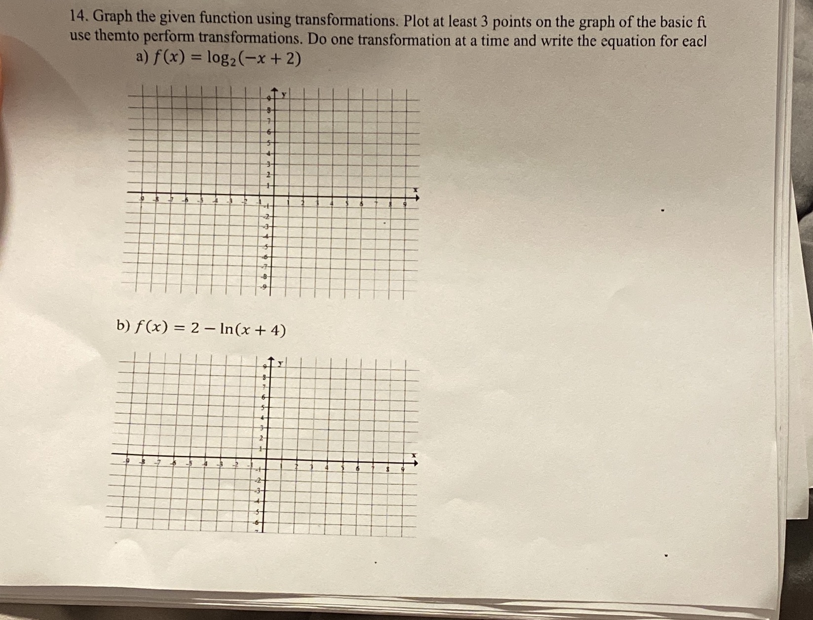  14. Graph the given function using transformations. Plot at least 3