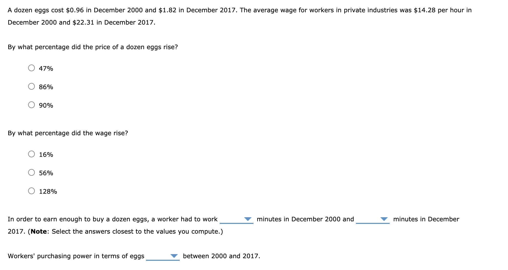 7 . Problems and Applications Q7 A dozen eggs cost $0.96 in