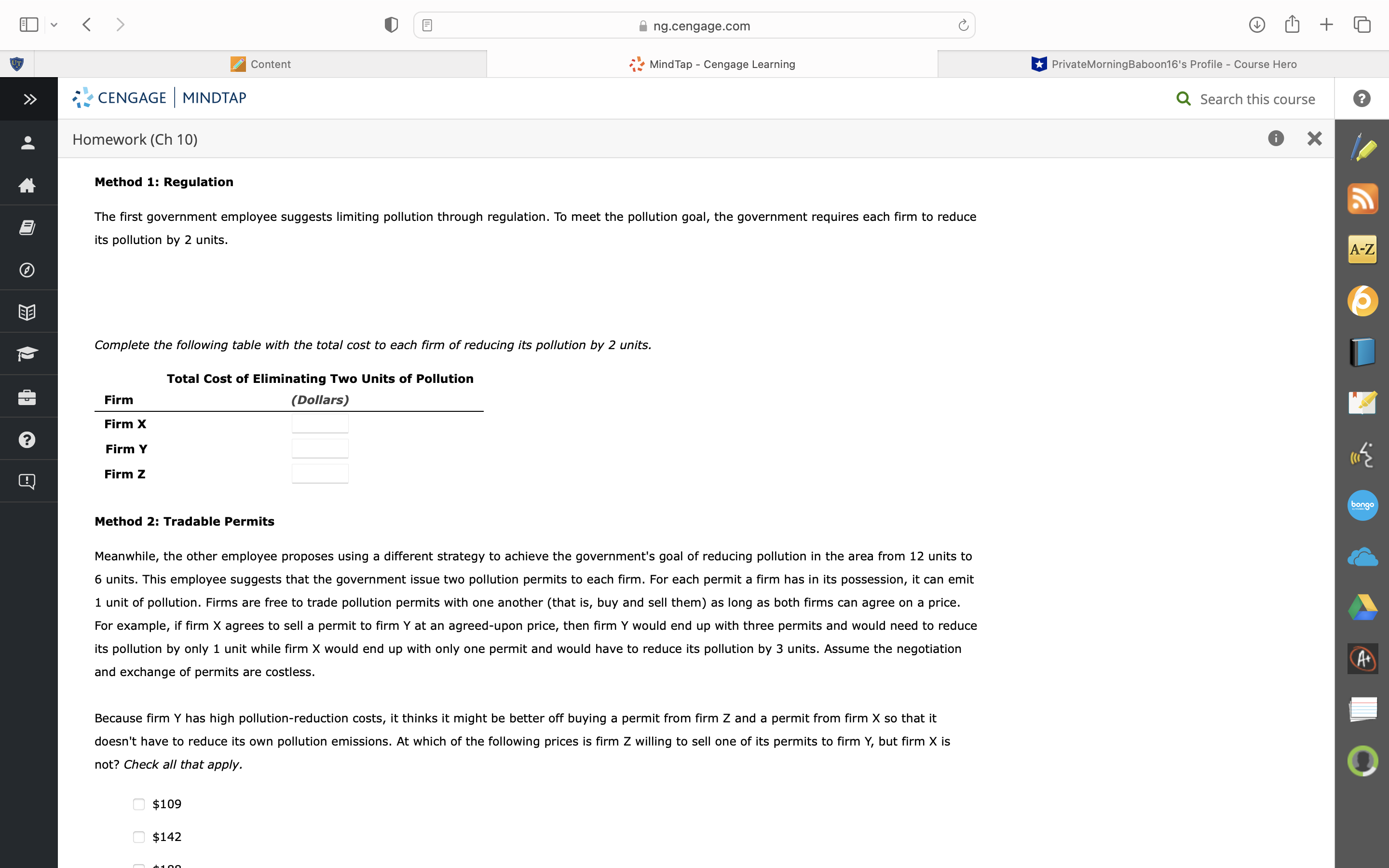 Q Search this course 4 CENGAGE I MINDTAP Homework (Ch 10) 5.